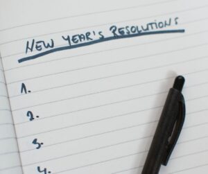 New Year's resolutions list on paper